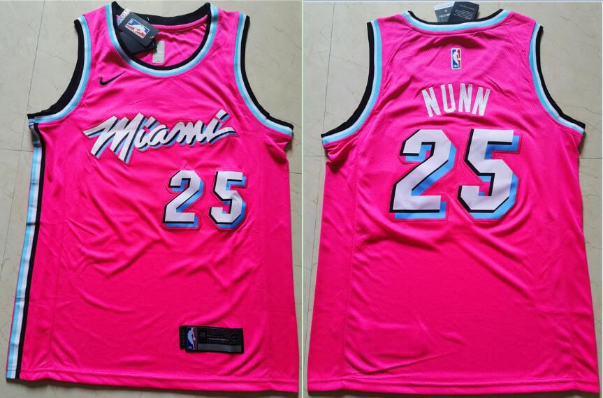 Men Miami Heat 25 Nunn Pink Nike Game NBA Jerseys